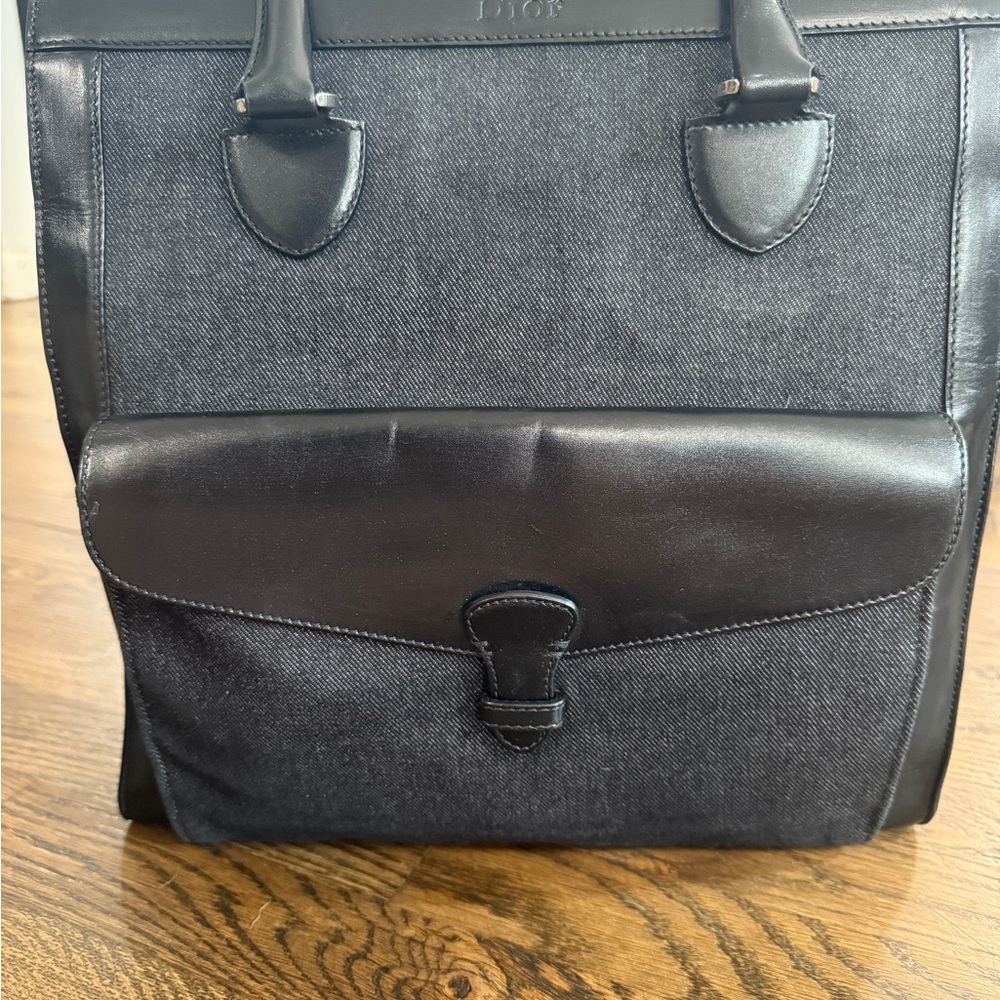 Dior Black Leather and Denim Women's Tote bag